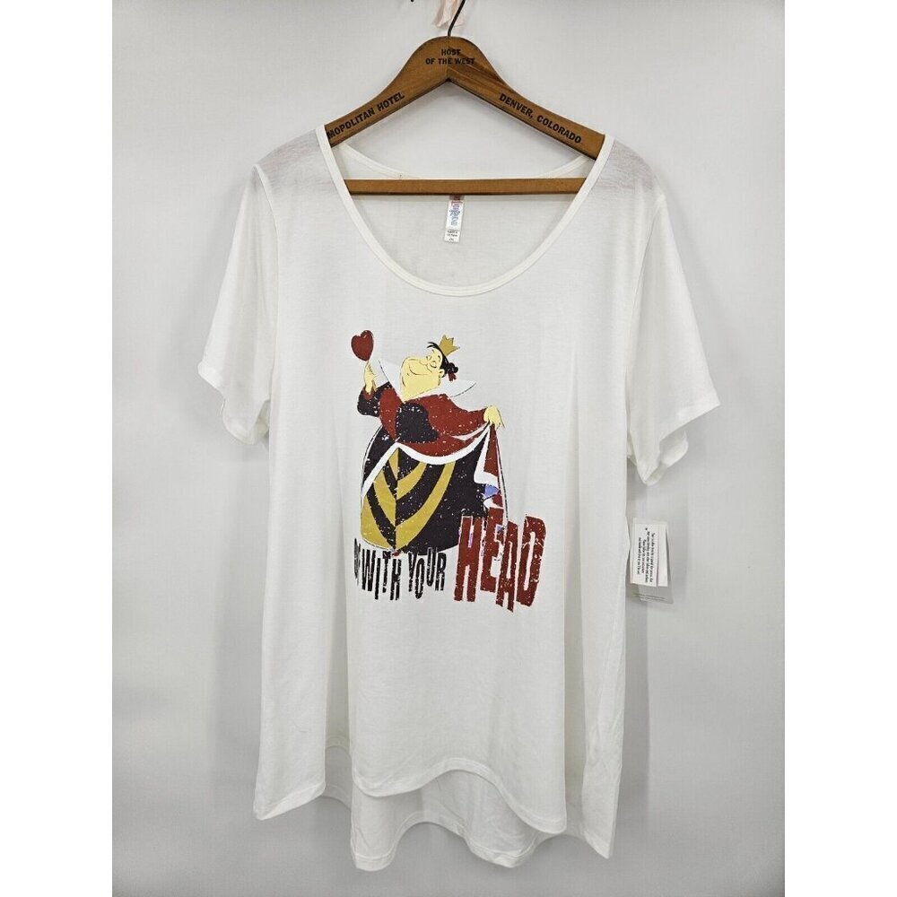 New Lularoe Classic T Womens 2XL Queen of Hearts Off With Your Head Shirt Disney